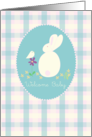 Congratulations Welcome Baby Girl Rabbit Bird Flowers card