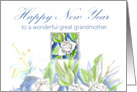 Happy New Year Great Grandmother White Roses card