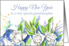 Happy New Year Granddaughter White Roses card