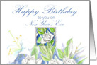 Happy New Years Eve Birthday White Roses Watercolor card
