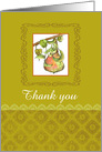 Thank You Pear Fruit Branch Olive Green Blank card