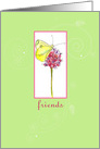 Friends Yellow Moth Wildflower Watercolor card