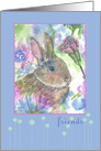 Friends Rabbit Roses Carnations Daisy Flower card