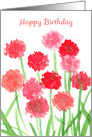 Happy Birthday Thrift Sea Pinks Watercolor Flowers card