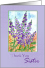 Thank You Sister Purple Lupines Watercolor card