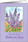 Thank You Sister-in-Law Purple Lupines Watercolor card