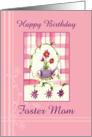 Happy Birthday Foster Mom Flower Bouquet Watercolor card