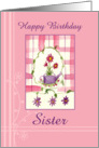 Happy Birthday Sister Flower Bouquet Watercolor card