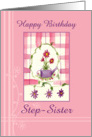 Happy Birthday Step Sister Flower Bouquet Watercolor card