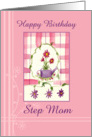Happy Birthday Step Mom Flower Bouquet Watercolor card