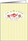 Tea Time Tea Party Invitation Yellow White Stripes card