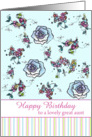 Happy Birthday Great Aunt Blue Roses Flower Drawing card