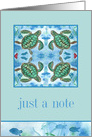 Just A Note Card Turtles Fish Sea Horse Watercolor card