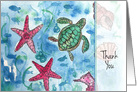 Thank You Starfish Turtle Sea Creatures Blank card