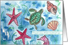 Thank You From Both of Us Turtles Fish Sea Horse Watercolor card