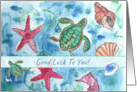 Good Luck To You Turtles Fish Ocean Watercolor card