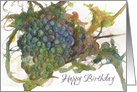 Happy Birthday Grapes Vines Fruit Fine Art card