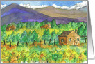 Houses Desert Mountain Landscape Blank card