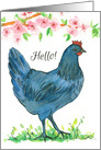 Hello Thinking of You Today Blue Hen Chicken card
