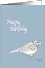Happy Birthday White Bird Wildlife Drawing card