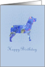 Happy Birthday Dog Animal Pet Blue Watercolor Flowers card