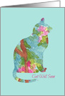 Get Well Soon Cat Animal Pet Pink Watercolor Flowers card