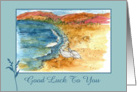 Good Luck To You Watercolor Lake Landscape Mountains Seagulls card