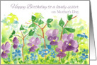 Happy Birthday Sister on Mother’s Day Violets card