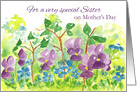 Happy Mother’s Day Sister Watercolor Violets card
