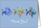 Thank You Blue Flower Fish Watercolor Art card