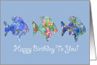 Happy Birthday To You Blue Flower Fish card