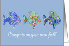 Congratulations New Pet Fish Blue Flower Watercolor card