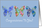 Congratulations To You New Job Butterfly Blue Flowers card