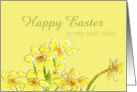 Happy Easter Twin Sister Yellow Daffodils Spring Flower card