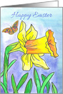 Happy Easter Yellow Daffodil Spring Flower Butterfly card