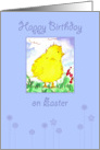 Happy Birthday on Easter Yellow Baby Spring Chick Painting card