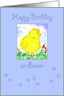 Happy Birthday on Easter Yellow Baby Spring Chick Painting card