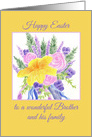 Happy Easter Brother and Family Roses Lavender Flower Bouquet card
