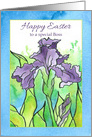Happy Easter Boss Purple Iris Watercolor Flower card