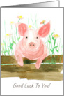 Good Luck To You Pink Pig Farm Animal card