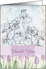 Thank You Lavender Tulip Iris Nasturtium Flower Collage card