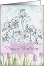 Happy Birthday Lavender Tulip Iris Nasturtium Flower Collage card