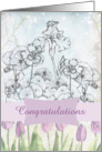 Congratulations Lavender Tulip Iris Nasturtium Flower Collage card