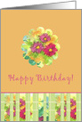 Happy Birthday Pink Aster Flower Watercolor card