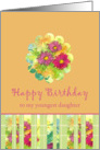 Happy Birthday Youngest Daughter Pink Aster Flower Watercolor card