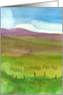 Happy Birthday Pen Pal Mountain Fence Watercolor Landscape card