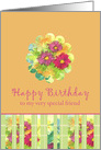 Happy Birthday Special Friend Pink Aster Flower Watercolor card