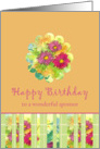 Happy Birthday Wonderful Sponsor Pink Aster Flower Watercolor card