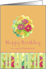 Happy Birthday Special Babysitter Pink Aster Flower Watercolor card