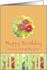 Happy Birthday Sweet Goddaughter Pink Aster Flower Watercolor card